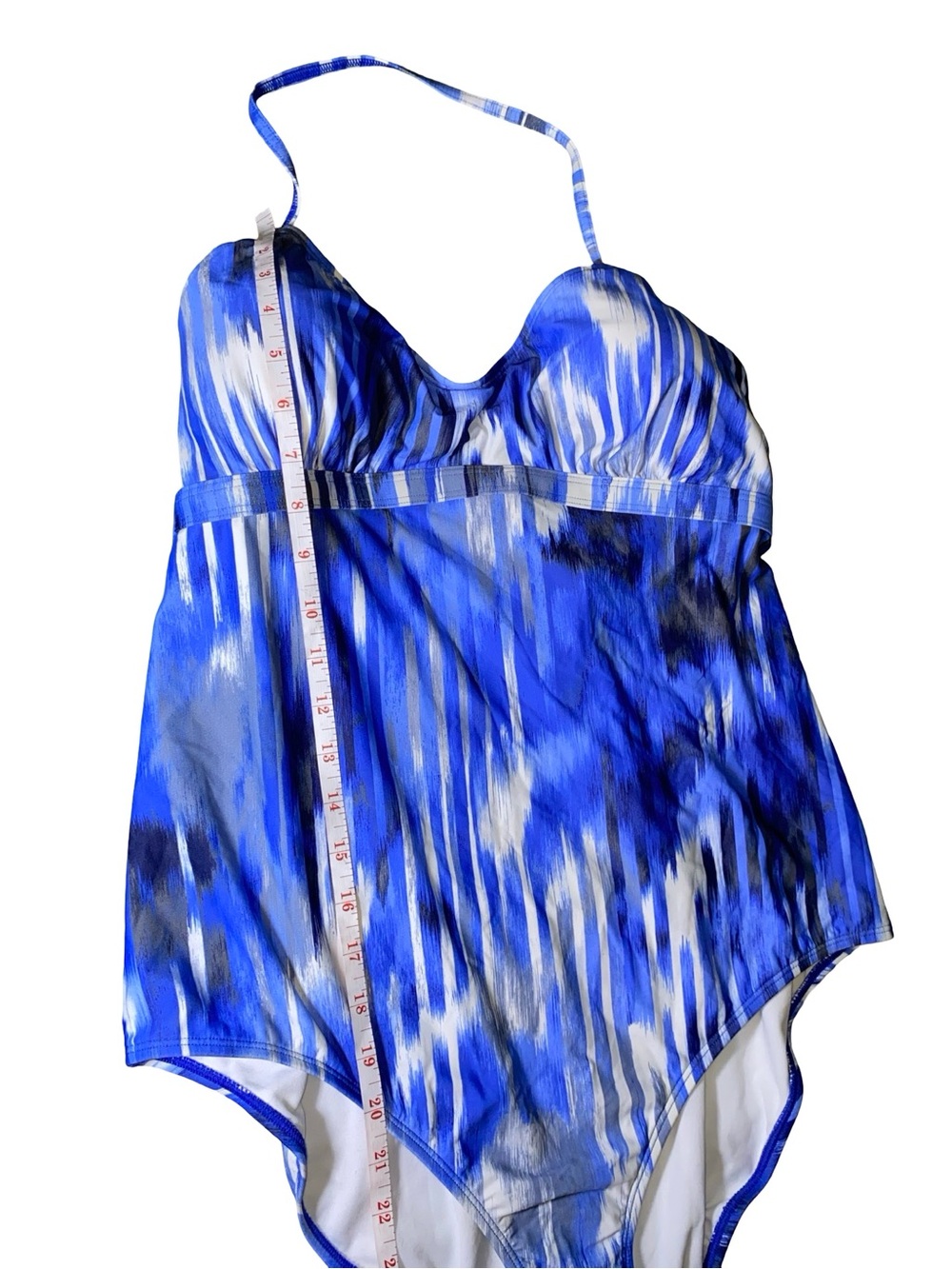 Athleta Blue White Printed One-Piece Swimsuit - Picture 3 of 8